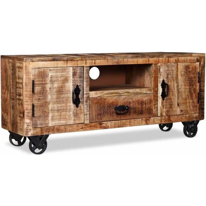 Meuble TV Bois de manguier brut 120 x 30 x 50 cm