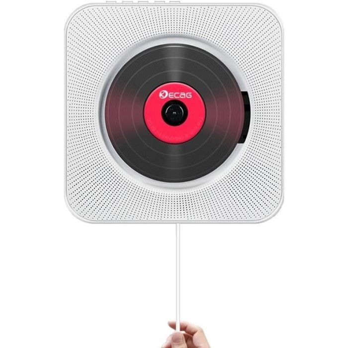 Lecteur CD Boombox Bluetooth audio portable avec télécommande Télécommande Radio FM Haut-parleurs HiFi intégrés USB MP3-Blanc