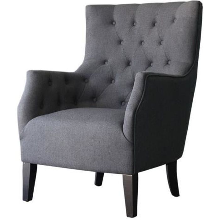 Fauteuil Scandinave Tissu -Duchesse- - 76 x 83 x 100,5 cm - Gris