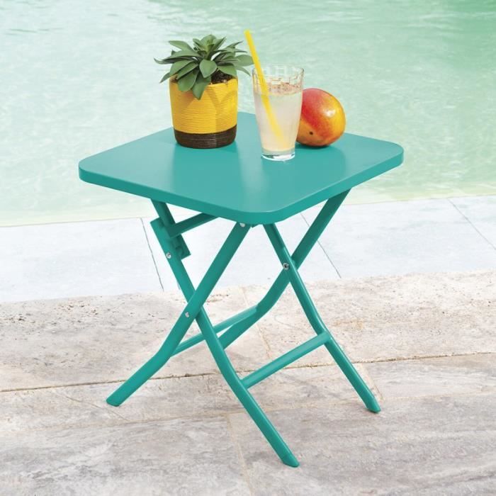 Table d'appoint pliante 40x40 Greensboro émeraude Hespéride - Emeraude