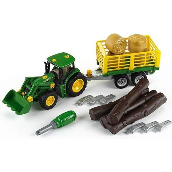 KLEIN - Tracteur à monter John Deere 6215R avec remorque