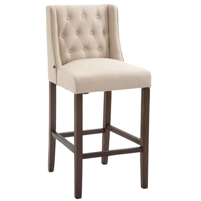 CLP Tabouret de bar CASSANDRA en tissu, chaise de comptoir à 4 pieds, dossier & repose-pieds pour plus de confort
