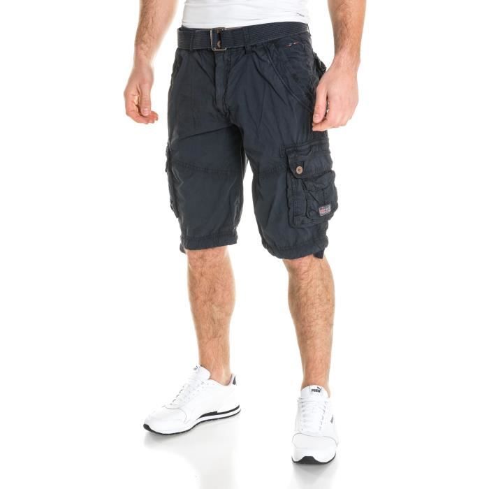 Bermuda cargo homme navy avec ceinture
