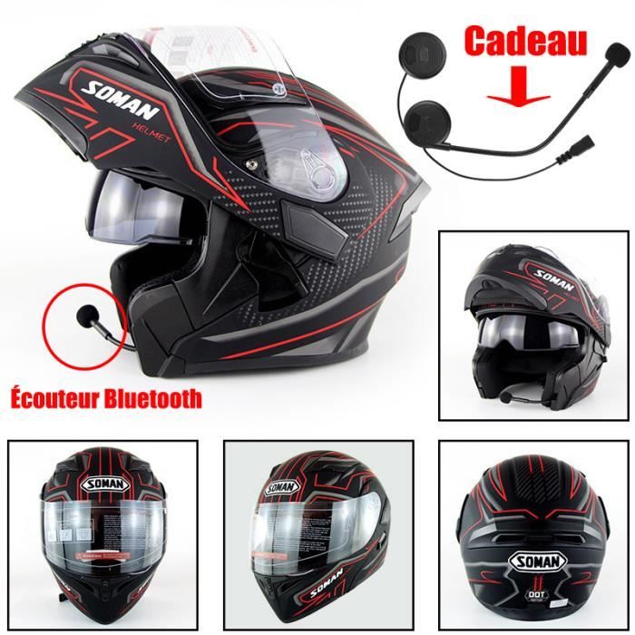 Casque Moto scooter de Marque Racing Armure complète Casque mat Motocross Pleine Couverture Casque Hors-Route et Casque bluetooth