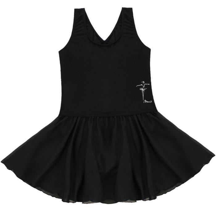 Justaucorps Danse Classique Fille Enfant Tutu Leotard Ballet Bodysuit Dancewear 2-14 Ans Noir