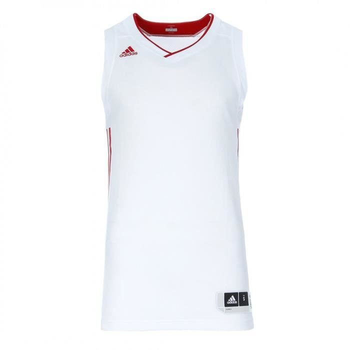 Maillot basketball blanc/rouge homme Adidas Ekit