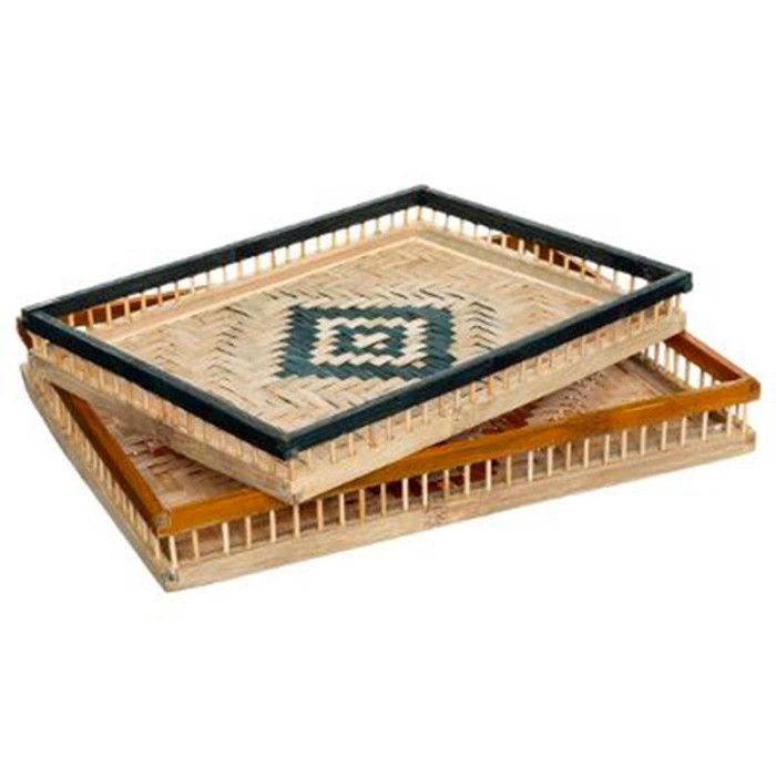 Lot de 2 Plateaux en Bambou \