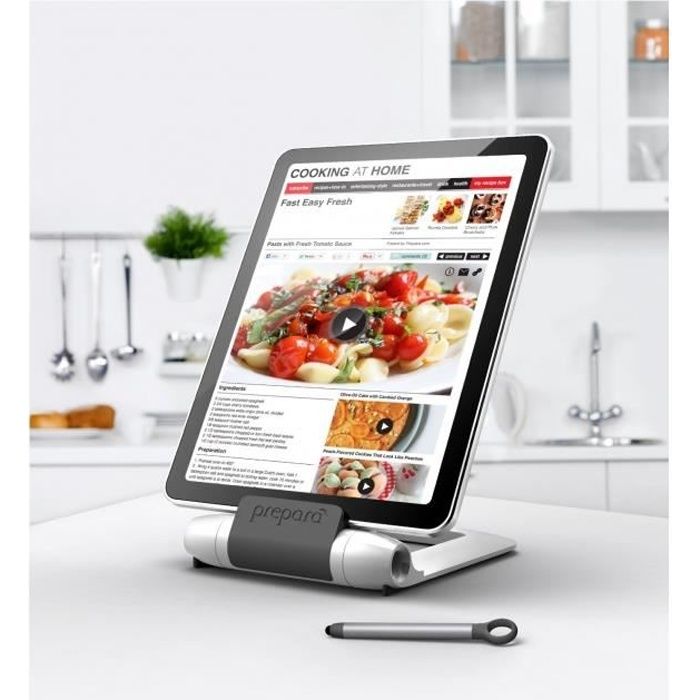 iPrep Pose Tablette + Stylet Blanc/Gris