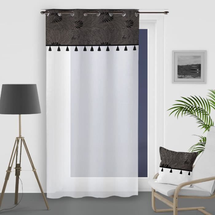 SOLEIL D'OCRE Voile à oeillets Oasis - 100% coton - 135 x 250 cm - Noir