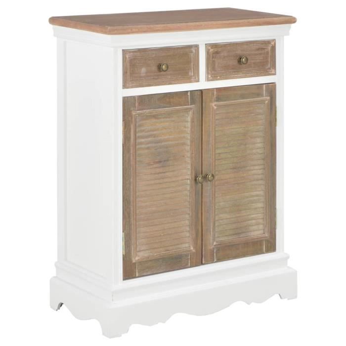 Buffet Blanc 60 x 30 x 80 cm Bois massif-LEF