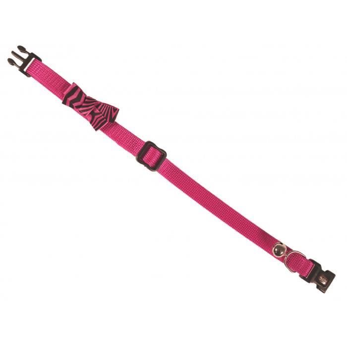 Collier chat LOOP rose avec noeud papillon. 20-30cm x 10mm-Vadigran 3,000000 Rose