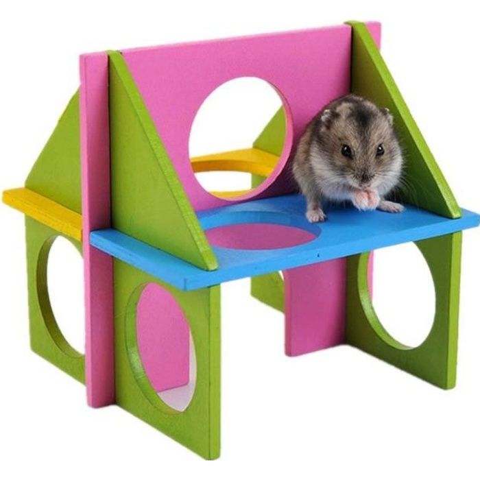 1 x Hamster Gym Bois Exercice Maison Jouet pour Animaux Nains Hamster Gerbille Rat Souris Petits Animaux@M24