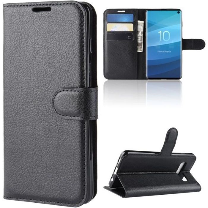 Housse étui Coque Pour Samsung Galaxy S10 6.1 Noir Portefeuille PU Cuir Flip Case Cover