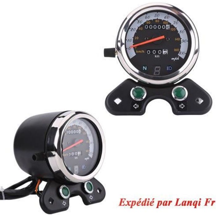 Universel Motorcycle Dual Odomètre de vitesse Tachymètre Compteur LED signal lumières