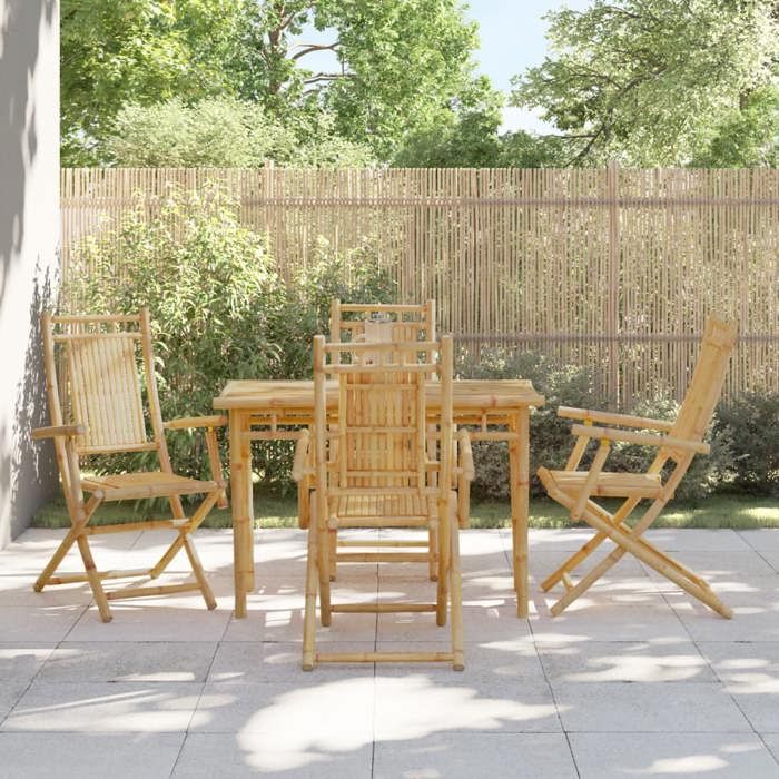 vidaXL Chaises pliables de jardin lot de 4 53x66x99 cm bambou chaise pliable meuble dextérieur chaise à manger meuble 3278514