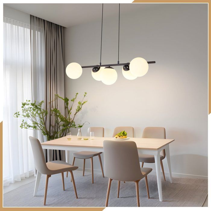 Suspension - NETTLIFE - 5 lampes 150 cm - E27 - Métal noir - Moderne