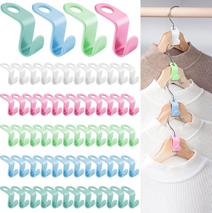 60 Pièces Crochet Cintre Gain De Place - Connecteurs Pour Penderie