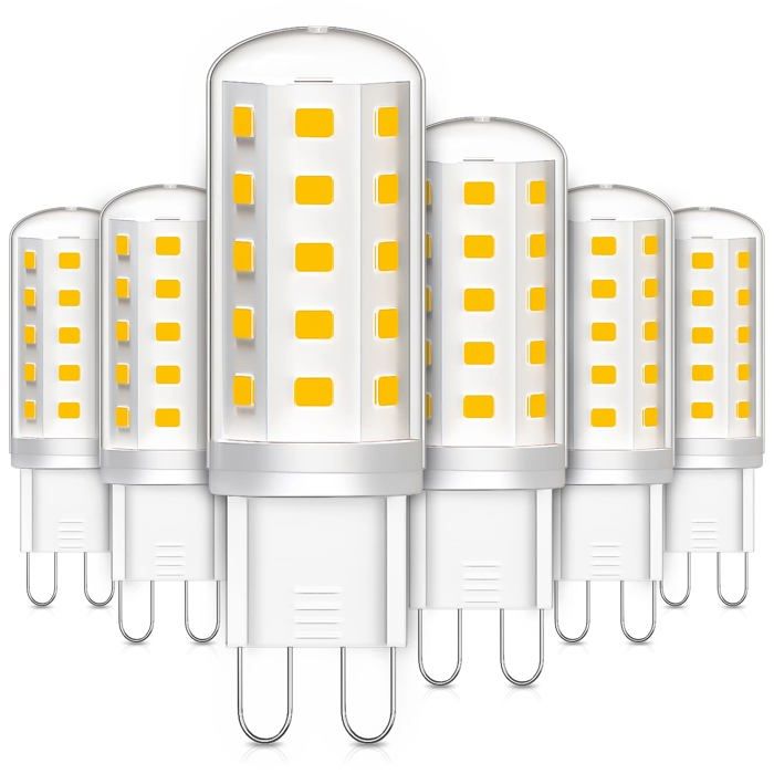 Lot de 6 Ampoules LED G9 3W (équiv. 30W) Blanc chaud 2700K 380 lm Sans scintillement - Non dimmable