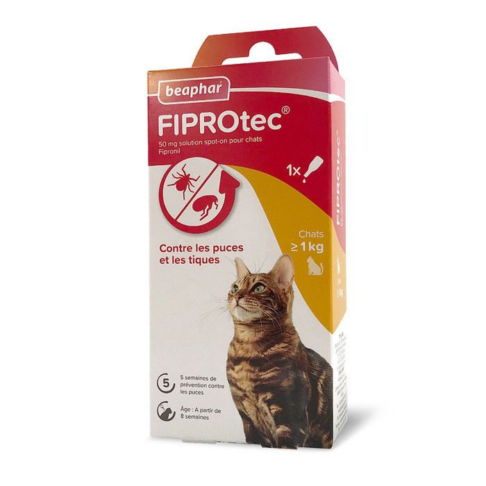 Meilleurs prix pour BEAPHAR – FIPROTEC 50 MG – Solution Spot-on pour Chats  – 1 Pipette de 050 ML