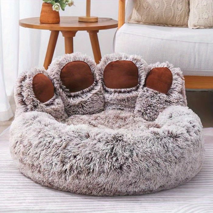 Meilleurs prix pour Lit pour chien et chatcanapé en forme de patte dours mignonconfortable et confortablelits de couchage pour petits50cmBrown