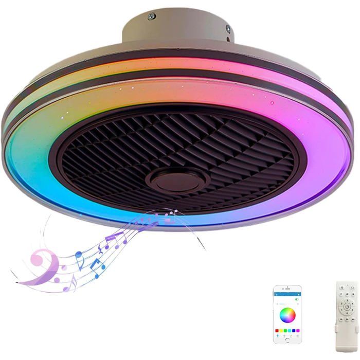 LJX Plafonnier Ventilateur Design avec Telecommande APP Controle