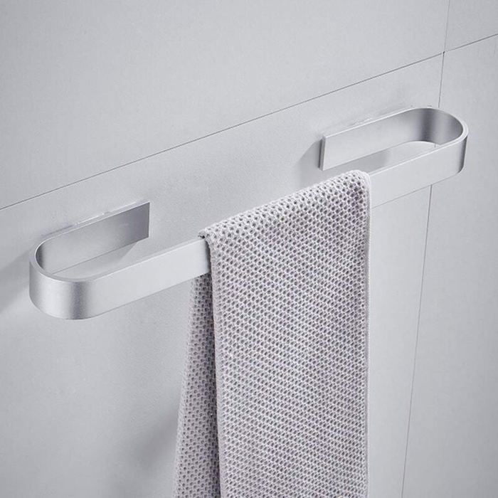 (Argent 40 cm) Porte-serviettes mural sans perforation rails antirouille serviettes de bain porte-vêtements porte-serviettes