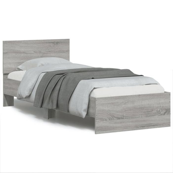 Cadre de lit - VIDAXL - Sonoma gris 90x190 - LED RVB - Bois dingénierie - 1 place