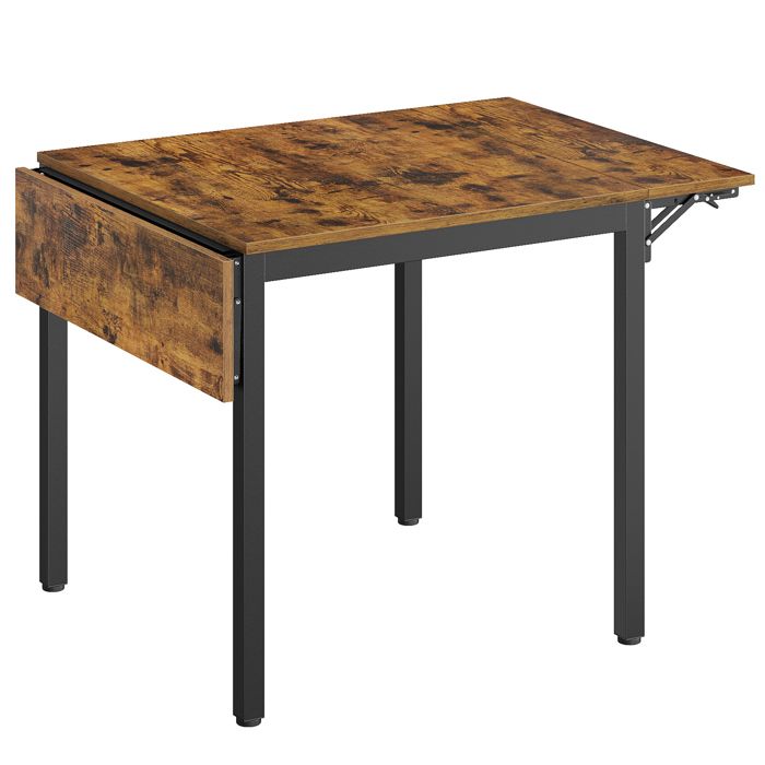 Table à manger pliable - Marron rustique et noir - Extensible - 2 à 4 personnes