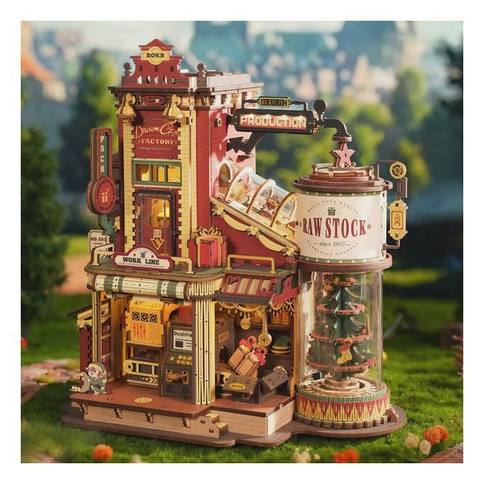 Puzzle en bois 3D dynamique - ROBOTIME - Dream Gift Factory - 4 étapes fonctionnelles - 6 éclairages - Bois multicolore