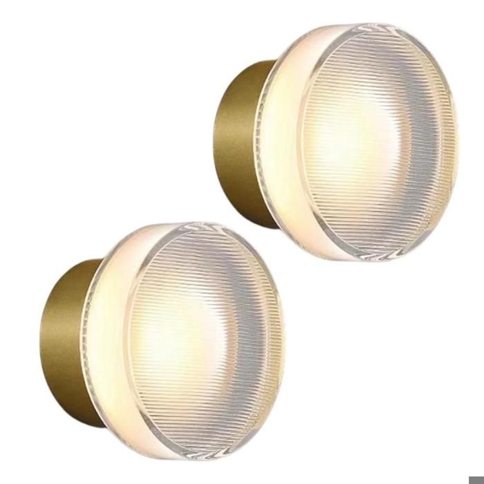 Diday 2x Applique Murale LED Moderne Lampe Murale en Aggreko Abat-jour Design Rond Eclairage de Murale Style Nordique Lumière