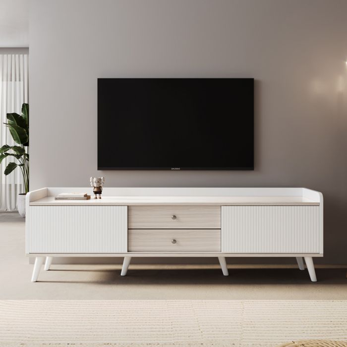Cabinet TV avec deux tiroirs TV table TV tableau TV tableau bas avec deux portes coulissantes. Excellente texture. Couleur en