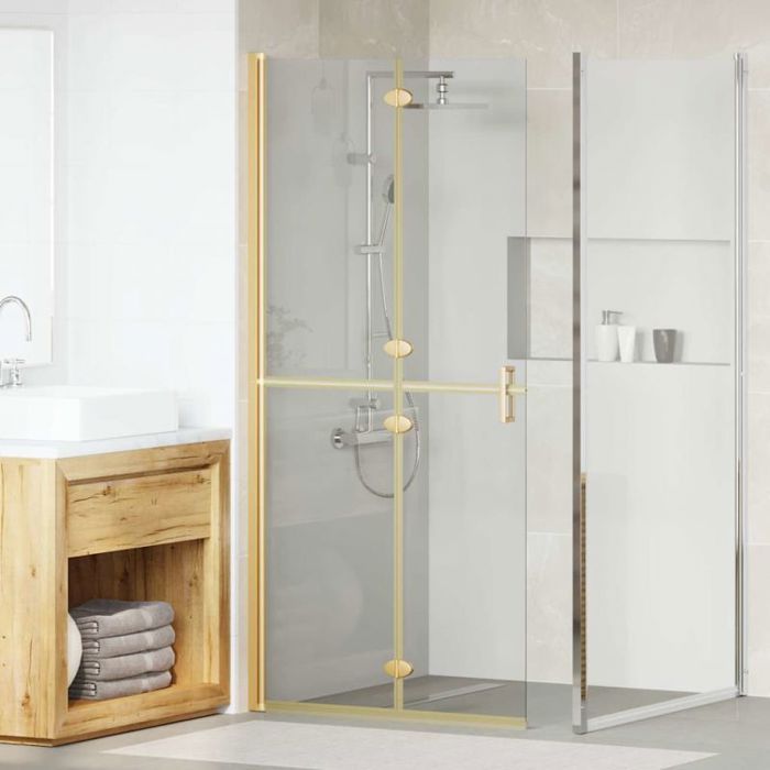 Parois de douche porte de douche Vidaxl Paroi de douche à litalienne Doré 90 x 6.5 x 190 cm