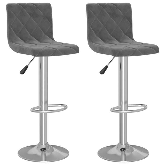 NEUF 2026 CHIC Chaises de bar SWEETY Tabourets HAUTE Set de 2 gris foncé velours 40x43x(90-111) cm CCC1510