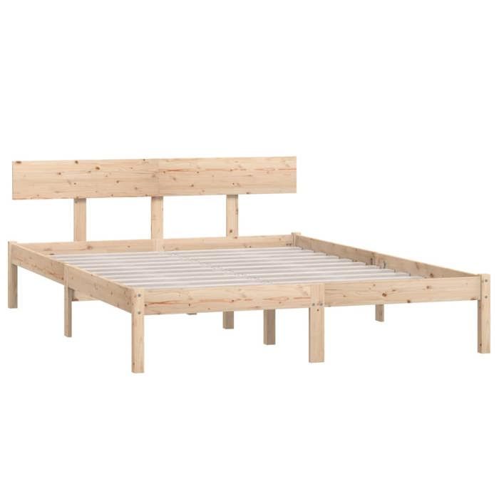 Brun 160 x 200 cm - Lit Bois - Charge maximale 150 kg - Structure de lit - matelas non inclus - bois massif 160x200 cm 005_358825