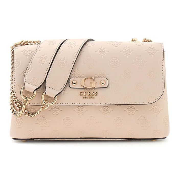 GUESS Sac à épaule crème pour femme - Dita Convertible XBody Flap Light Taupe Logo 334059