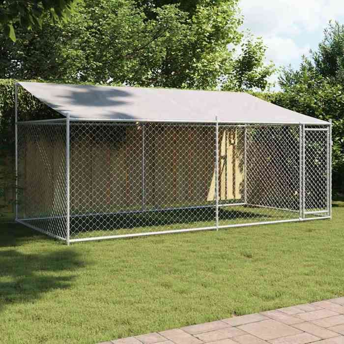 Gris Cage pour chiens (1pc) - Niches & enclos - avec toit et porte gris 4x2x2 m acier galvanisé A1826