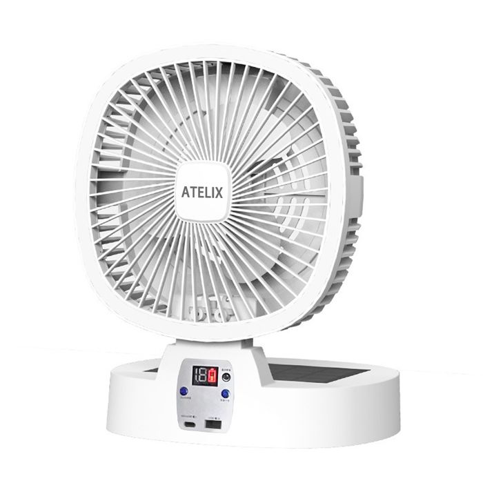 Ventilateur extérieur camping solaire petit - ATELIX - ventilateur portable grand vent charge ventilateur pliant éclairage charge - Atelix