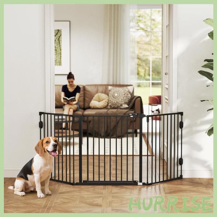Cocosity Barriere De Securite Chien Pliable Avec Porte En Acier 3 Panneaux Modulable Fermeture Automatique 2025 X 2 X 76 Cm Noir
