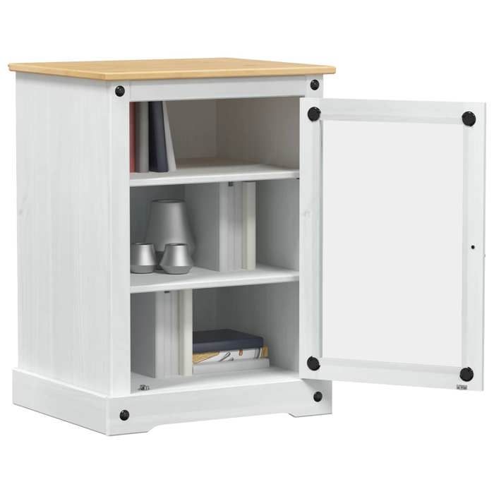 CHIC Blanc Cabinet HiFi Moderne - ZENCORE - MEUBLE DE SEJOUR - Cabinet TV - Blanc 60x50x82cm Pin massif 2311