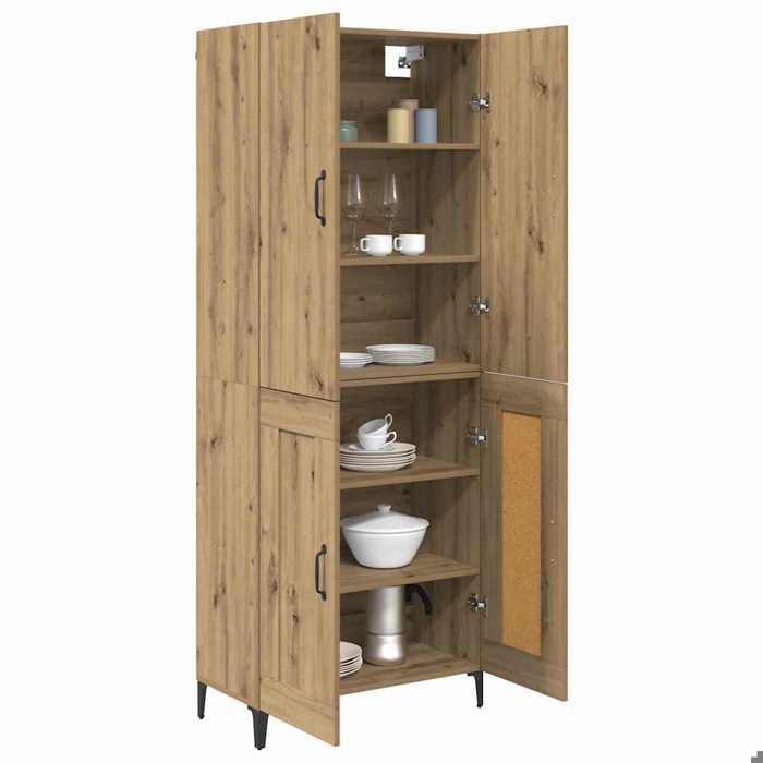 Vaisselier de cuisine - Marron - Haut Armoire - SWEETY - avec rangement - Chêne artisanal - 69 5x34x180cm LH1968082