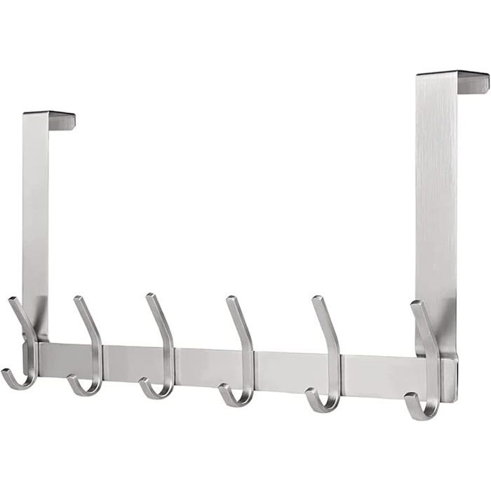 Patère de porte à Suspendre 4 5 cm Porte Manteau pour Porte 12 Crochets Acier Inoxydable Crochet de Argenté 4.5cm-Argent