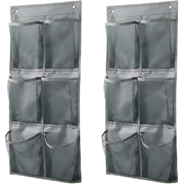 Organisateur Chaussures Suspendu Porte 2 Pièces 6 Compartiments 765x34 cm Gris Range-Chaussures Armoire Murale Non-Tissé