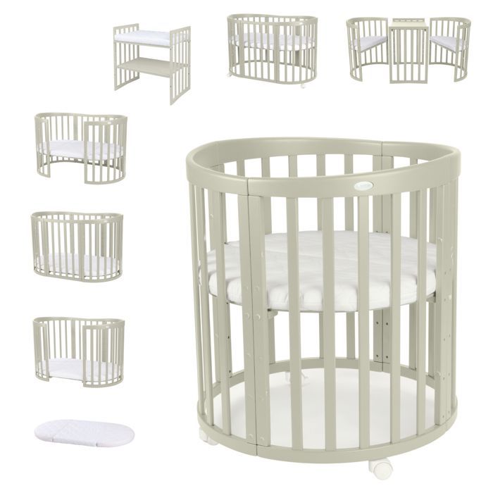 Waldin Lit Bébé Ovale 7en1 Évolutif Matelas - Olive - Sans ensemble de tissu (lit seul) Waldin Lit Bébé Ovale 7en1 Évolutif Matelas - Olive - Sans ensemble de tissu (lit seul)