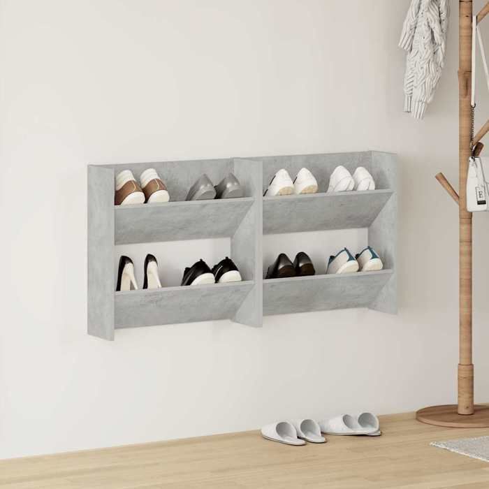 Armoires murales à chaussures - COCO - Étagère de rangement - aggloméré - gris béton - 60 x 18 x 60 cm - (2 pcs)s - 2 étagères17042