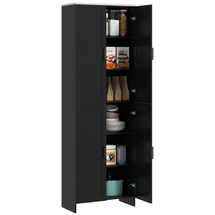 Armoire de cuisine multifonctionnelle - MINIMAL - 60 x 30 x 170 5 cm - 4 portes - Étagères réglables - Mélamine anti-bascule Armoire de cuisine multifonctionnelle - MINIMAL - 60 x 30 x 170 5 cm - 4 portes - Étagères réglables - Mélamine anti-bascule