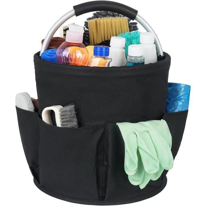 Panier de nettoyage avec poignée organiseur de nettoyage multi-poches 28*28 cm facile à nettoyer et à transpo DESSERTE DE MENAGE