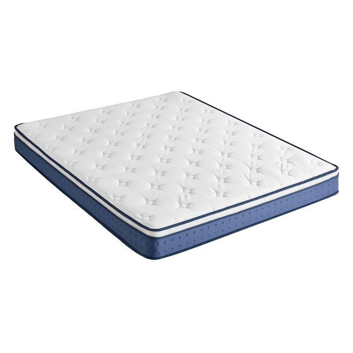 Matelas à Mémoire de Forme Gel 160 x 200 cm Hybride Ressorts Ensachés Soutien 7 Zones Housse Respirante Bleu Matelas à Mémoire de Forme Gel 160 x 200 cm Hybride Ressorts Ensachés Soutien 7 Zones Housse Respirante Bleu