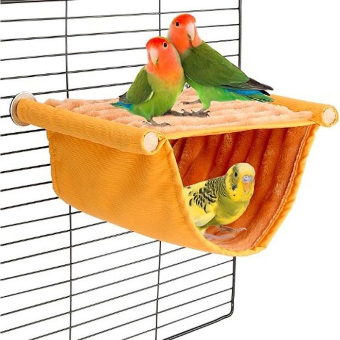Jouet pour oiseau Hamac pour oiseaux accessoire pour cage à perroquet set lavable jaune