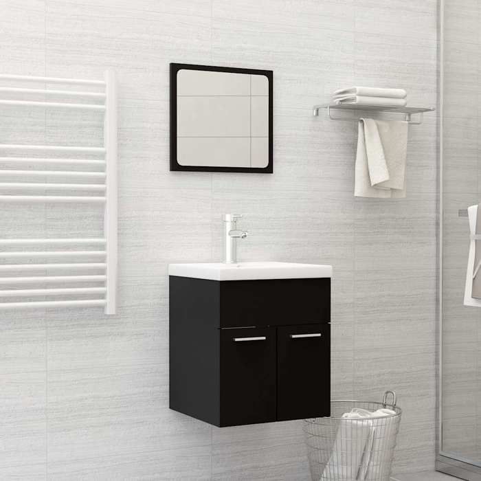 vidaXL Ensemble de meubles de salle de bain Noir Aggloméré poids:22.26 kg 896