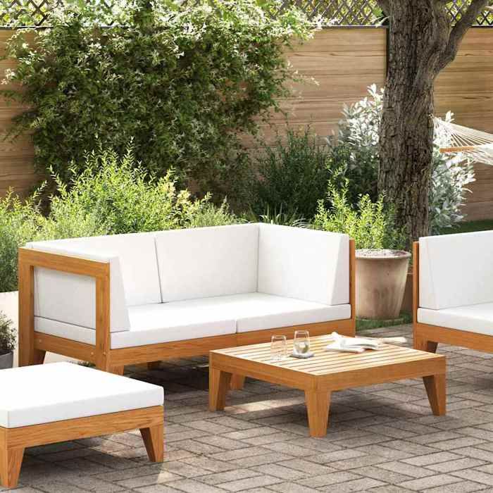 ELORAN Meuble de jardin - Salon bas de jardin - 2 pcs - avec coussins - Bois dacacia solide - 68 5x68 5x62 cm 92385